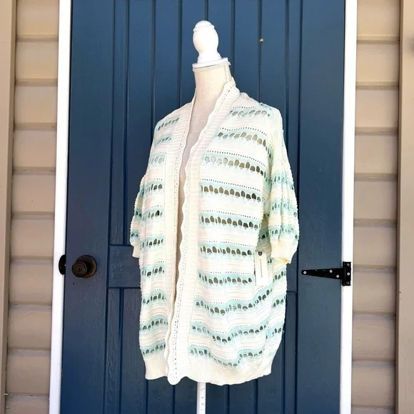 Maeve Cream and Green Striped Cardigan Women’s 
Size XS/S - Picture 3 of 9